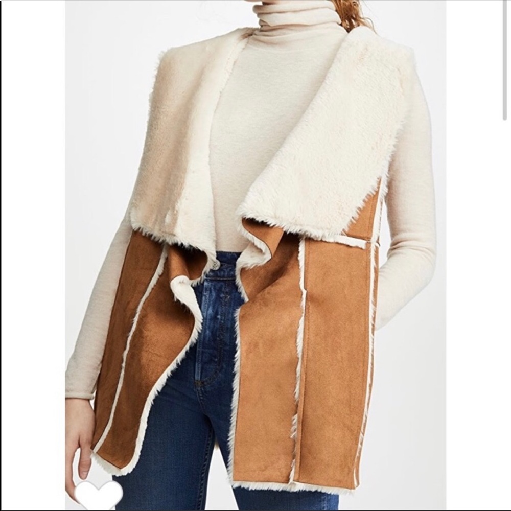 NWOT Brown Suede Faux Fur Vest